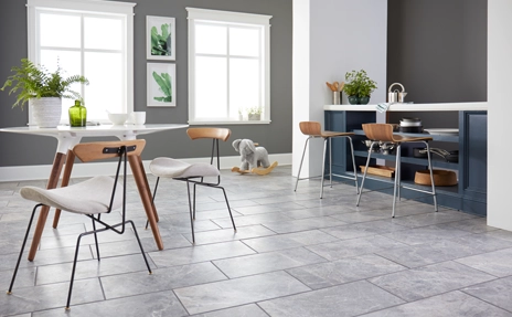 Tile flooring in a modern kitchen